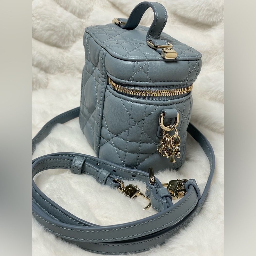 DIOR MINI VANITY WITH CROSSBODY STRAP SMALL IN SEA BLUE - Picture 11 of 16